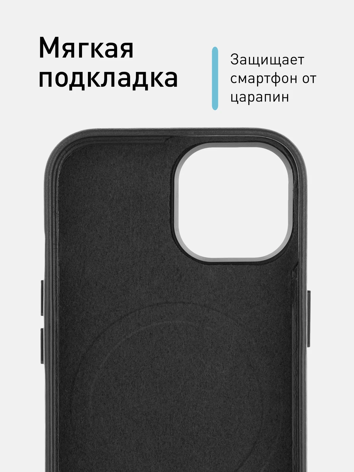 Синий чехол MagSafe для iPhone 15 Pro, Max, Plus натуральная кожа ROSCO с защитой камер магнитом