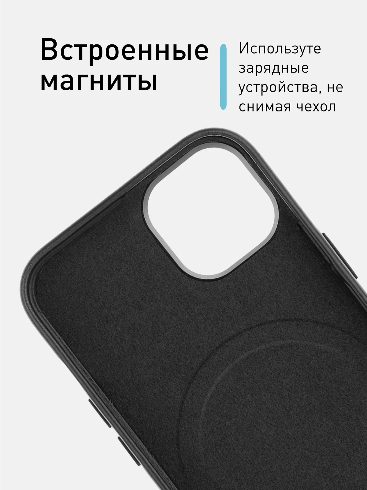 Синий чехол MagSafe для iPhone 15 Pro, Max, Plus натуральная кожа ROSCO с защитой камер магнитом