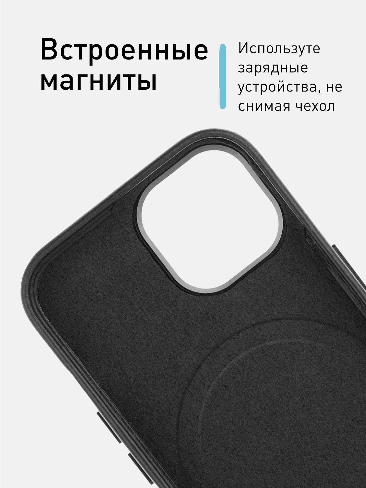 Синий чехол MagSafe для iPhone 15 Pro, Max, Plus натуральная кожа ROSCO с защитой камер магнитом