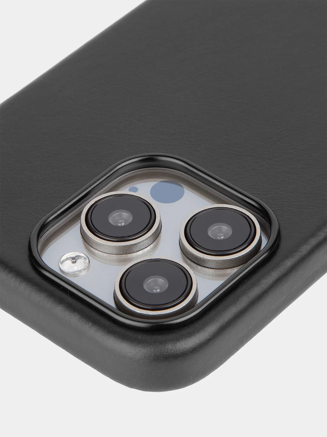 Синий чехол MagSafe для iPhone 15 Pro, Max, Plus натуральная кожа ROSCO с защитой камер магнитом