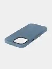 Синий чехол MagSafe для iPhone 15 Pro, Max, Plus натуральная кожа ROSCO с защитой камер магнитом