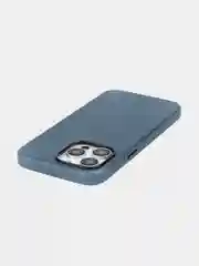 Синий чехол MagSafe для iPhone 15 Pro, Max, Plus натуральная кожа ROSCO с защитой камер магнитом