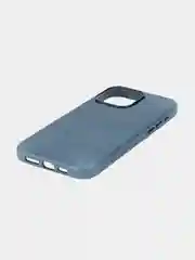 Синий чехол MagSafe для iPhone 15 Pro, Max, Plus натуральная кожа ROSCO с защитой камер магнитом