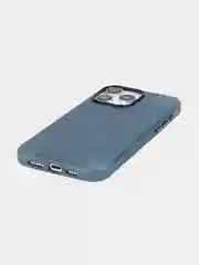 Синий чехол MagSafe для iPhone 15 Pro, Max, Plus натуральная кожа ROSCO с защитой камер магнитом