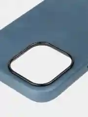 Синий чехол MagSafe для iPhone 15 Pro, Max, Plus натуральная кожа ROSCO с защитой камер магнитом