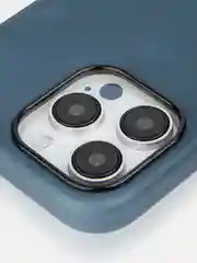 Синий чехол MagSafe для iPhone 15 Pro, Max, Plus натуральная кожа ROSCO с защитой камер магнитом