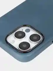 Синий чехол MagSafe для iPhone 15 Pro, Max, Plus натуральная кожа ROSCO с защитой камер магнитом