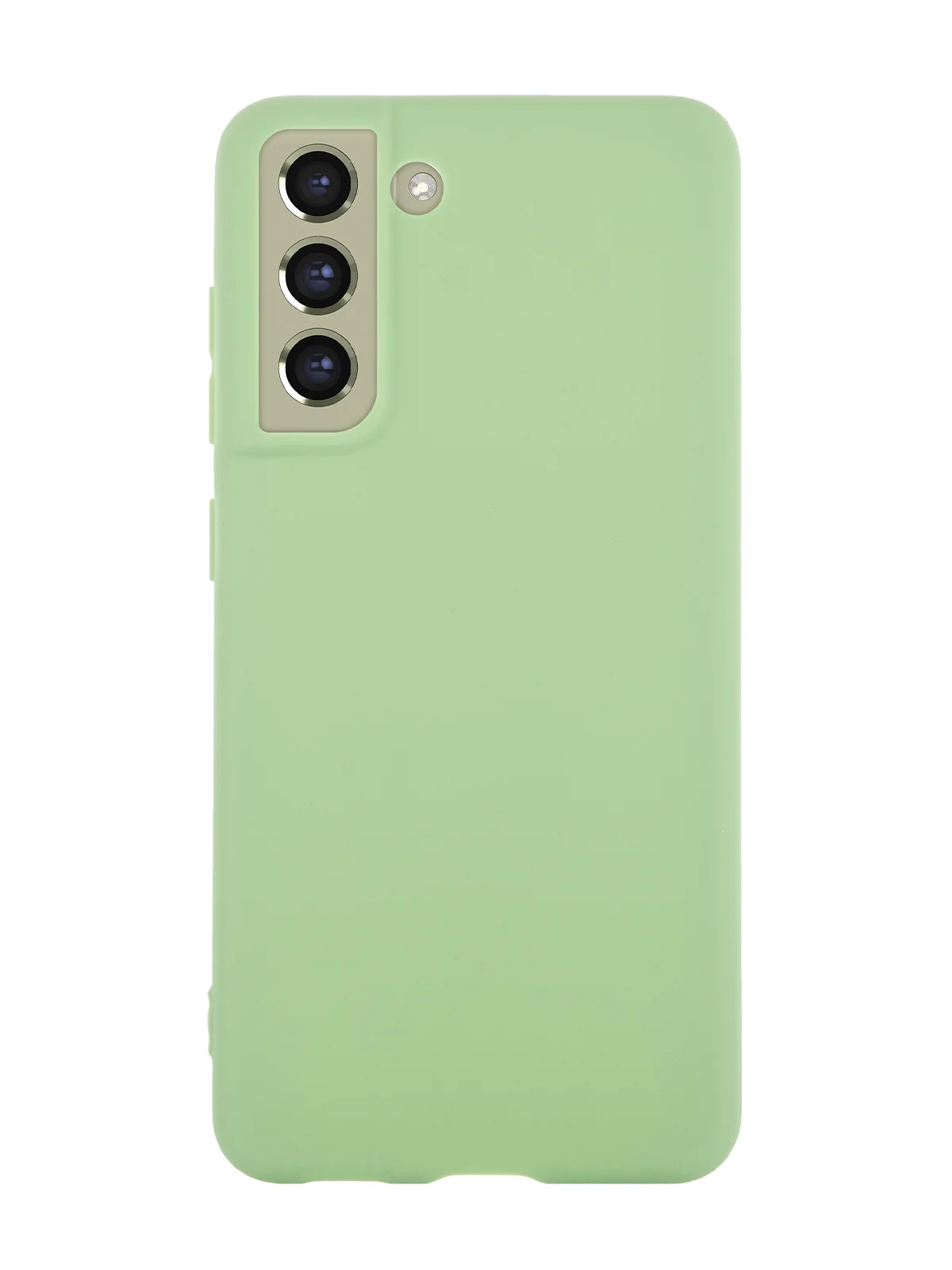 Зеленый чехол для Samsung Galaxy S21 FE силиконовый  BROSCORP матовый / прозрачный с защитой камер
