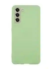 Зеленый чехол для Samsung Galaxy S21 FE силиконовый  BROSCORP матовый / прозрачный с защитой камер