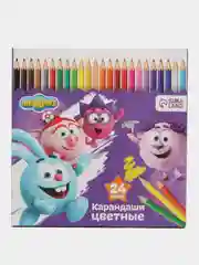 Карандаши цветные - 24 цветов, корпус деревянный, шестигранные, в картонной коробке