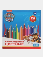 Карандаши цветные - 24 цветов, корпус деревянный, трехгранные