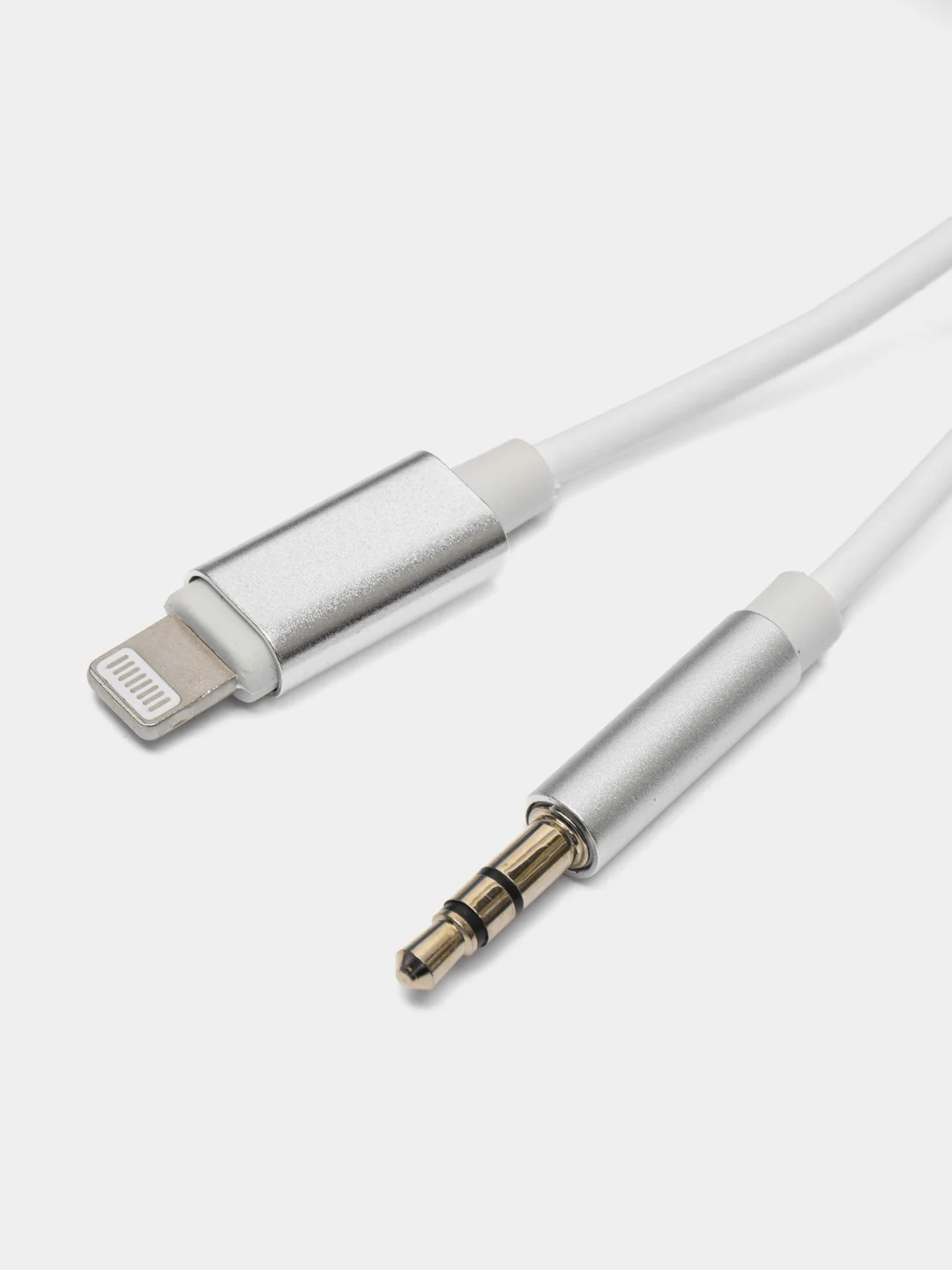 Белый aux кабель iPhone /Айфон Lightning на 3,5 мм, белый/черный, для наушников, колонок