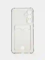 Тёмно-серый чехол для Samsung Galaxy A35 ( Самсунг Галакси А35) с карманом для карт, прозрачный