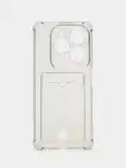 Тёмно-серый чехол для Infinix Hot 40 / Hot 40 Pro / Spark 20 Pro с карманом для карт, прозрачный