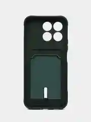 Зеленый чехол Honor X8b / Хонор Х8б силиконовый, с карманом для карты