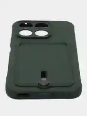 Зеленый чехол Honor X8b / Хонор Х8б силиконовый, с карманом для карты