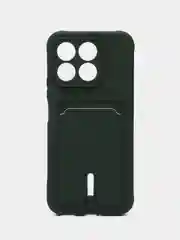 Зеленый чехол Honor X8b / Хонор Х8б силиконовый, с карманом для карты