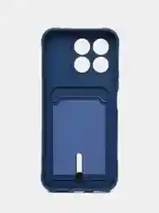 Синий чехол Honor X8b / Хонор Х8б силиконовый, с карманом для карты