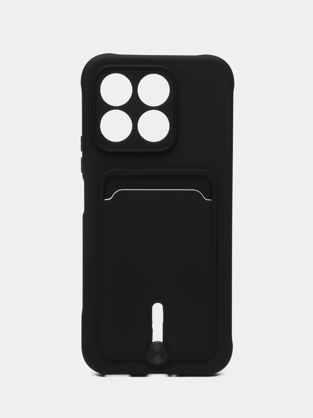 Черный чехол Honor X8b / Хонор Х8б силиконовый, с карманом для карты