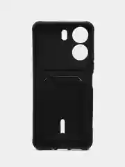 Черный чехол Xiaomi Redmi 13C / Poco C65, Редми 13С / Поко С65, силиконовый с карманом для карты