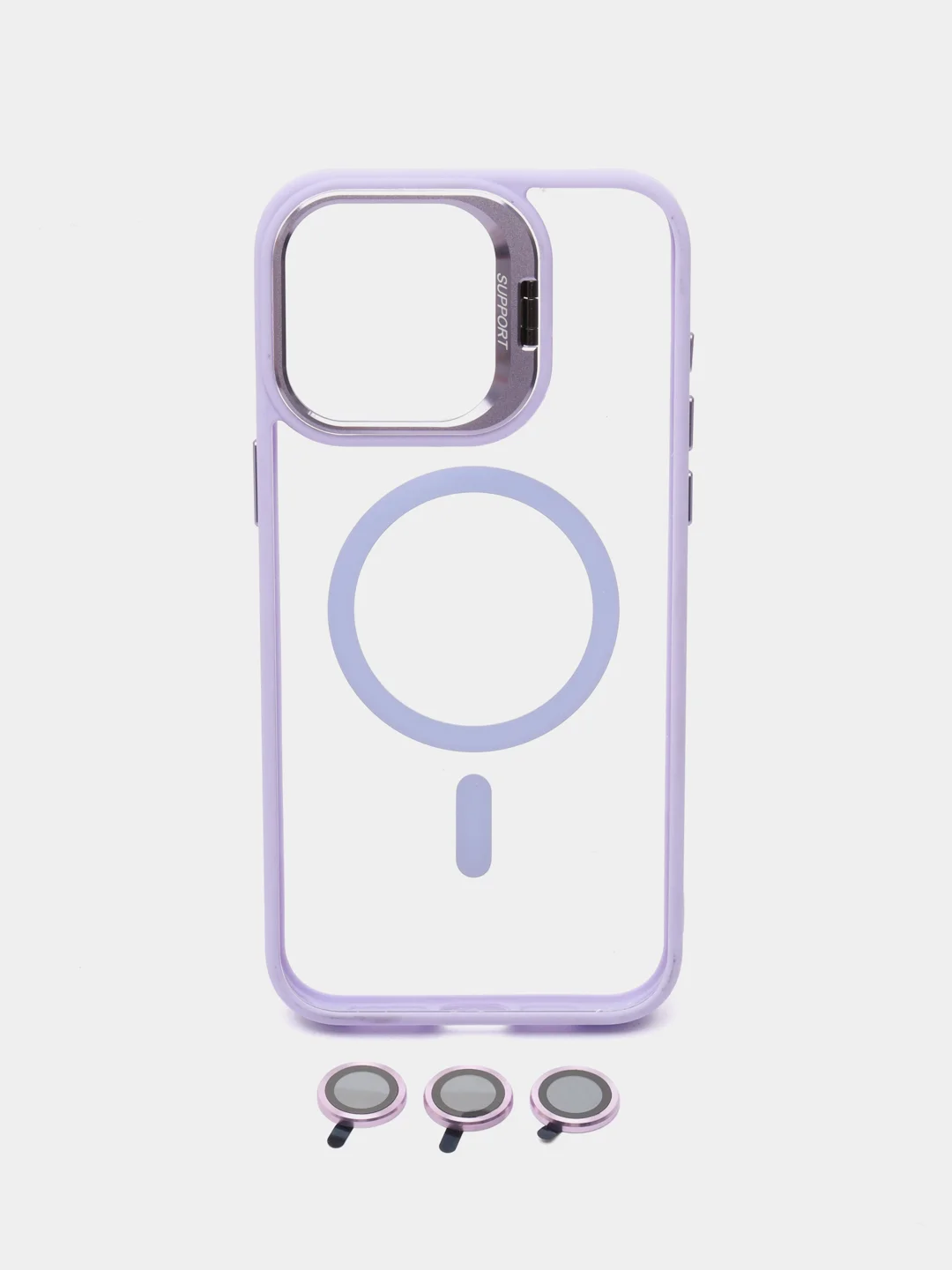 Лавандовый чехол с подставкой и защитой камер для iPhone Айфон 11, 12, 13, 14, 15, Pro, Pro Max, Plus