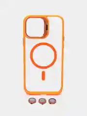 Оранжевый чехол с подставкой и защитой камер для iPhone Айфон 11, 12, 13, 14, 15, Pro, Pro Max, Plus