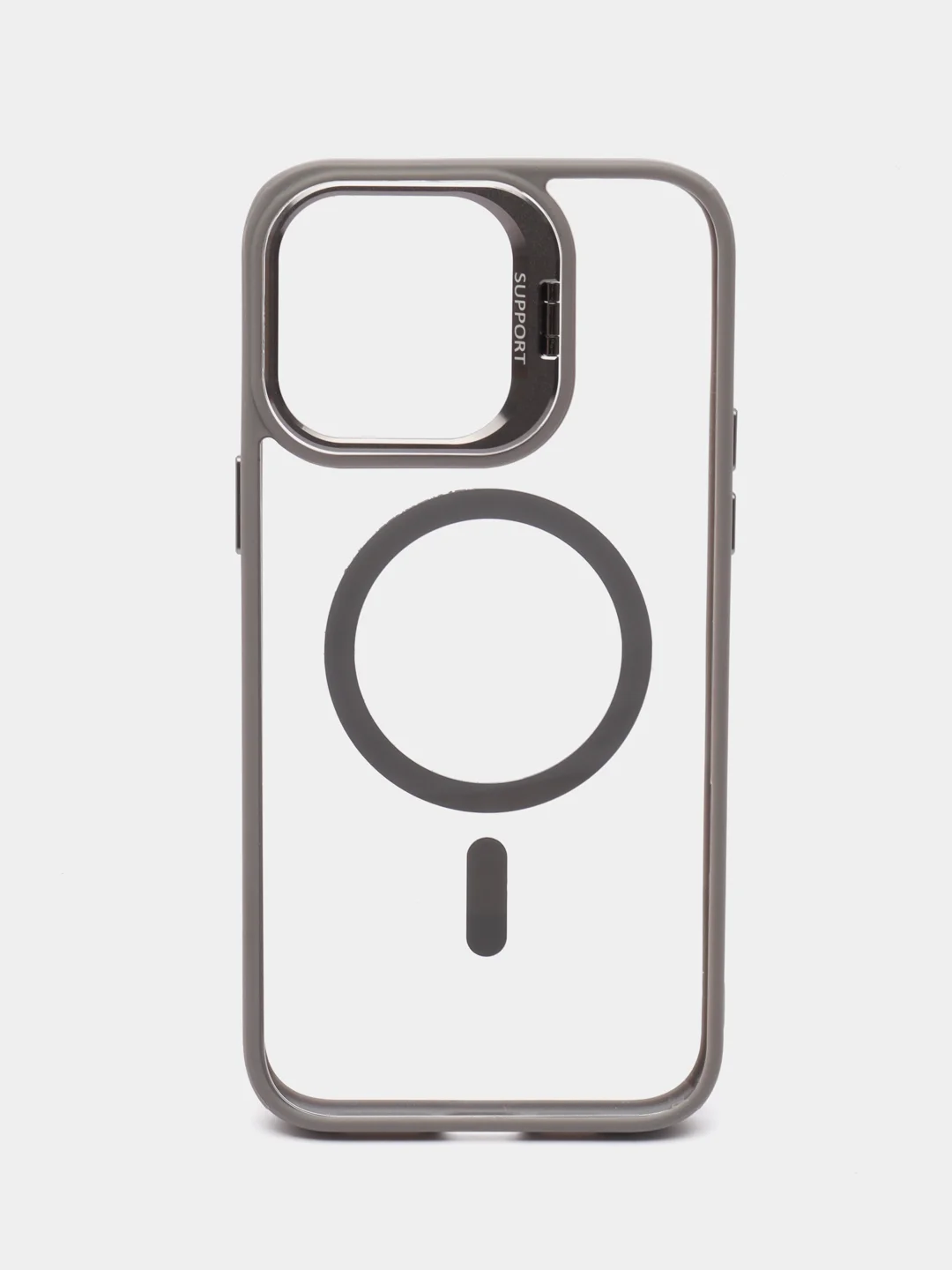 Серый чехол с подставкой и защитой камер для iPhone Айфон 11, 12, 13, 14, 15, Pro, Pro Max, Plus