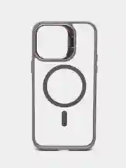 Серый чехол с подставкой и защитой камер для iPhone Айфон 11, 12, 13, 14, 15, Pro, Pro Max, Plus