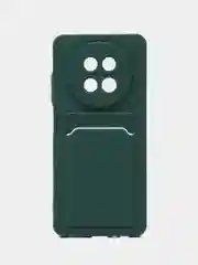 Тёмно-зелёный чехол для Realme 12 5G ( Реалми 12 5 джи), с карманом для карт