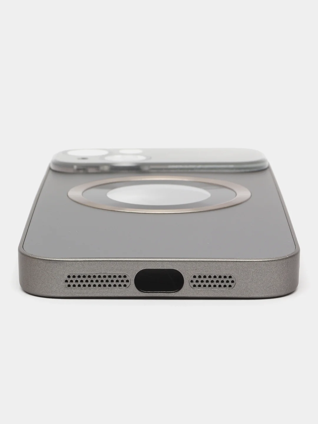 Серый чехол на iPhone 12/13/14/15/Pro/Max/Plus c Magsafe