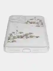 Бежевый чехол для iPhone 7,8,SE,XR,XS,11,12,13,14,15,Pro,Max,Plus, на айфон, прозрачный, с цветами