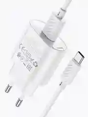 HOCO C109A Fighter блок питания с проводом, 1 USB-A, 18W, QC3.0, кабель Type-C, цвет белый