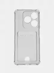 Тёмно-серый чехол для Tecno Spark 10 / 10C (Техно Спарк 10 / 10С) с карманом для карт, прозрачный