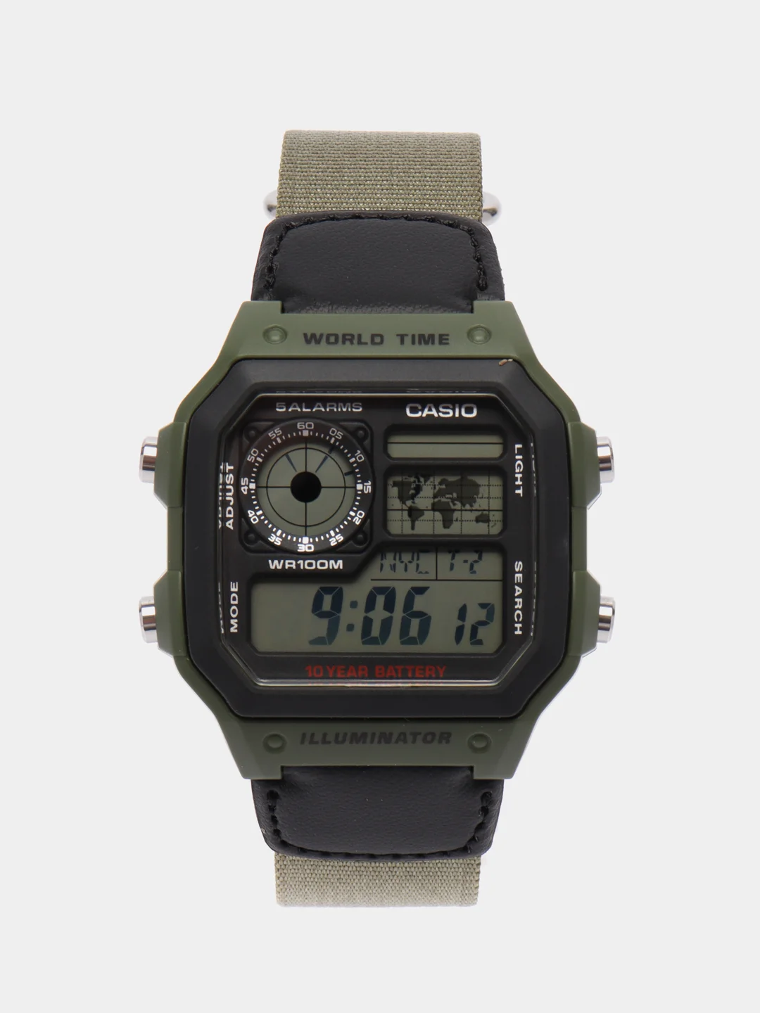 Зелёный хаки часы электронные CASIO AE-1200