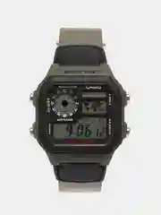 Зелёный хаки часы электронные CASIO AE-1200