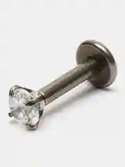Серебряный титановый лабрет с кристаллом, трагус, хеликс, мочка уха