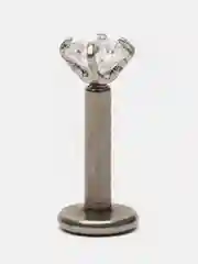 Серебряный титановый лабрет с кристаллом, трагус, хеликс, мочка уха