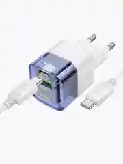 HOCO C131A блок питания с проводом , 1 USB-A, Type-C, PD30W + QC3.0, кабель Type-C, синий