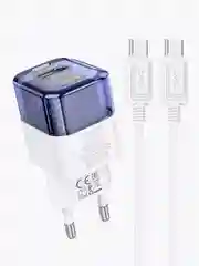 HOCO C131A блок питания с проводом , 1 USB-A, Type-C, PD30W + QC3.0, кабель Type-C, синий