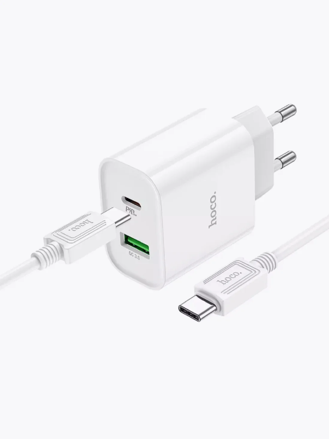HOCO C80A Plus Rapido блок питания с проводом, 1 USB+Type-C, PD20W+QC3.0, кабель Type-C