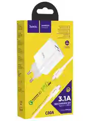 HOCO C80A Plus Rapido блок питания с проводом, 1 USB+Type-C, PD20W+QC3.0, кабель Type-C