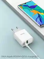 HOCO C80A Plus Rapido блок питания с проводом, 1 USB+Type-C, PD20W+QC3.0, кабель Type-C