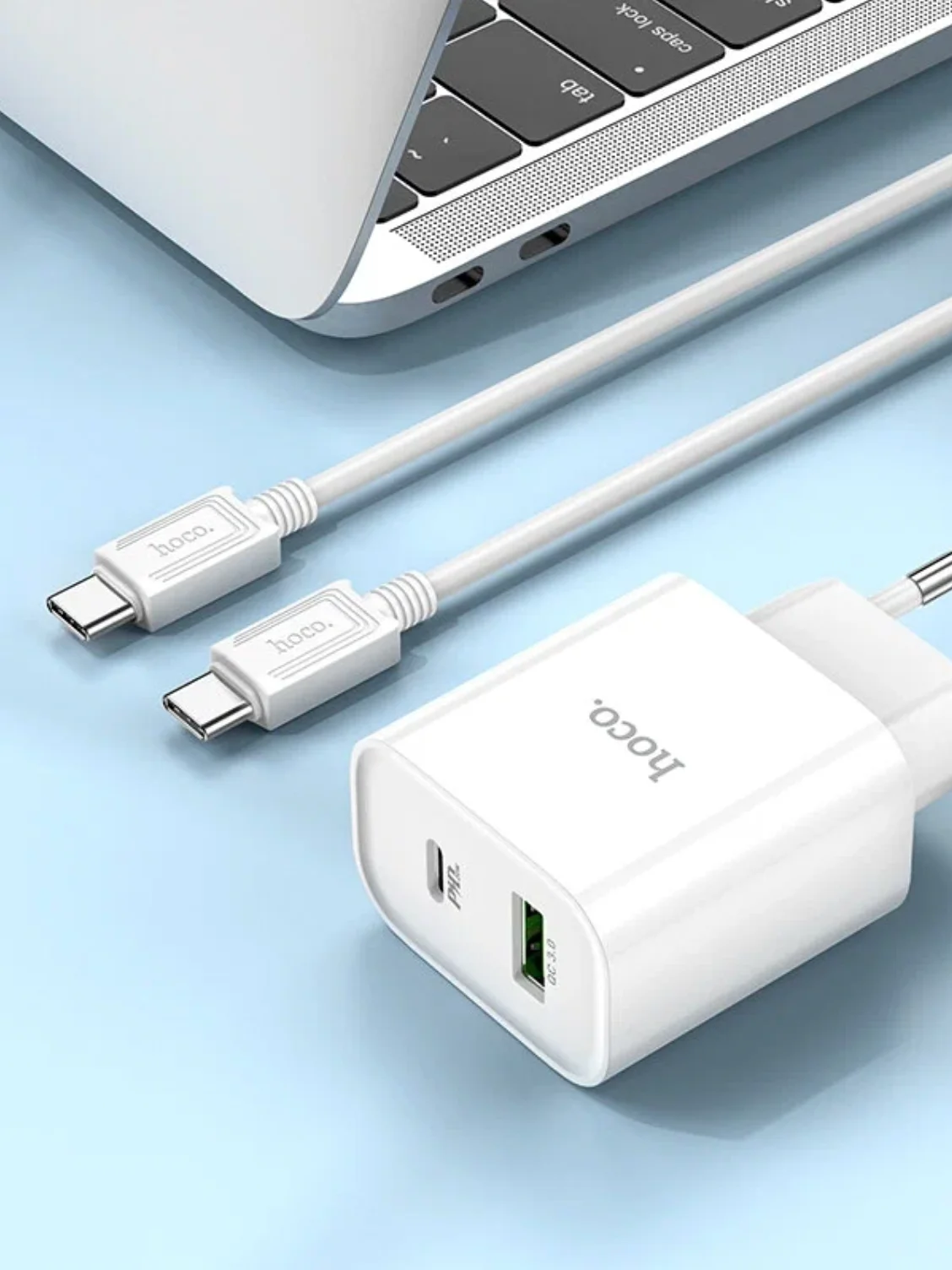 HOCO C80A Plus Rapido блок питания с проводом, 1 USB+Type-C, PD20W+QC3.0, кабель Type-C