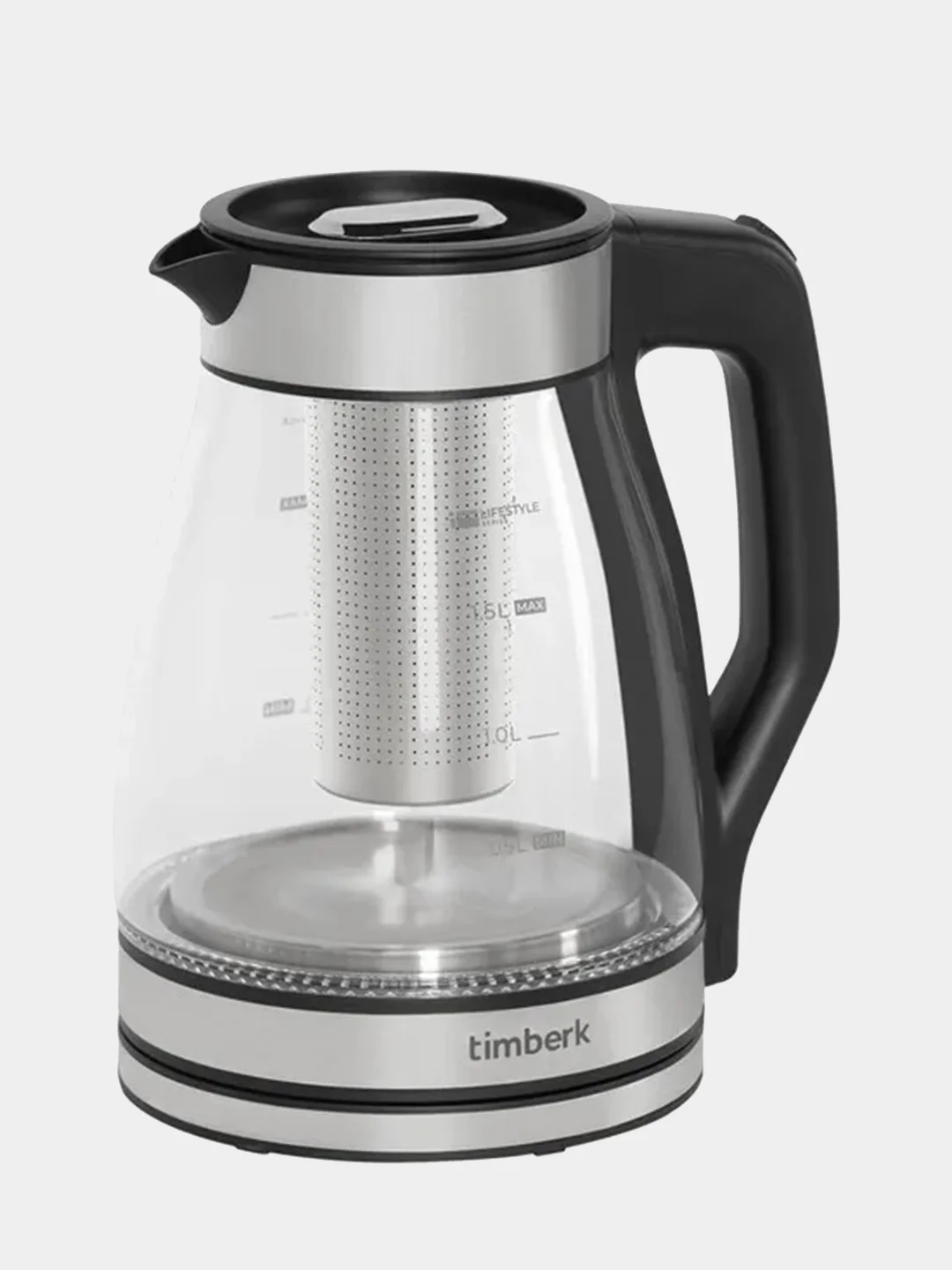 Электрический чайник Timberk T-EK27G02, стекло, 1800Вт, 1.5л, черный