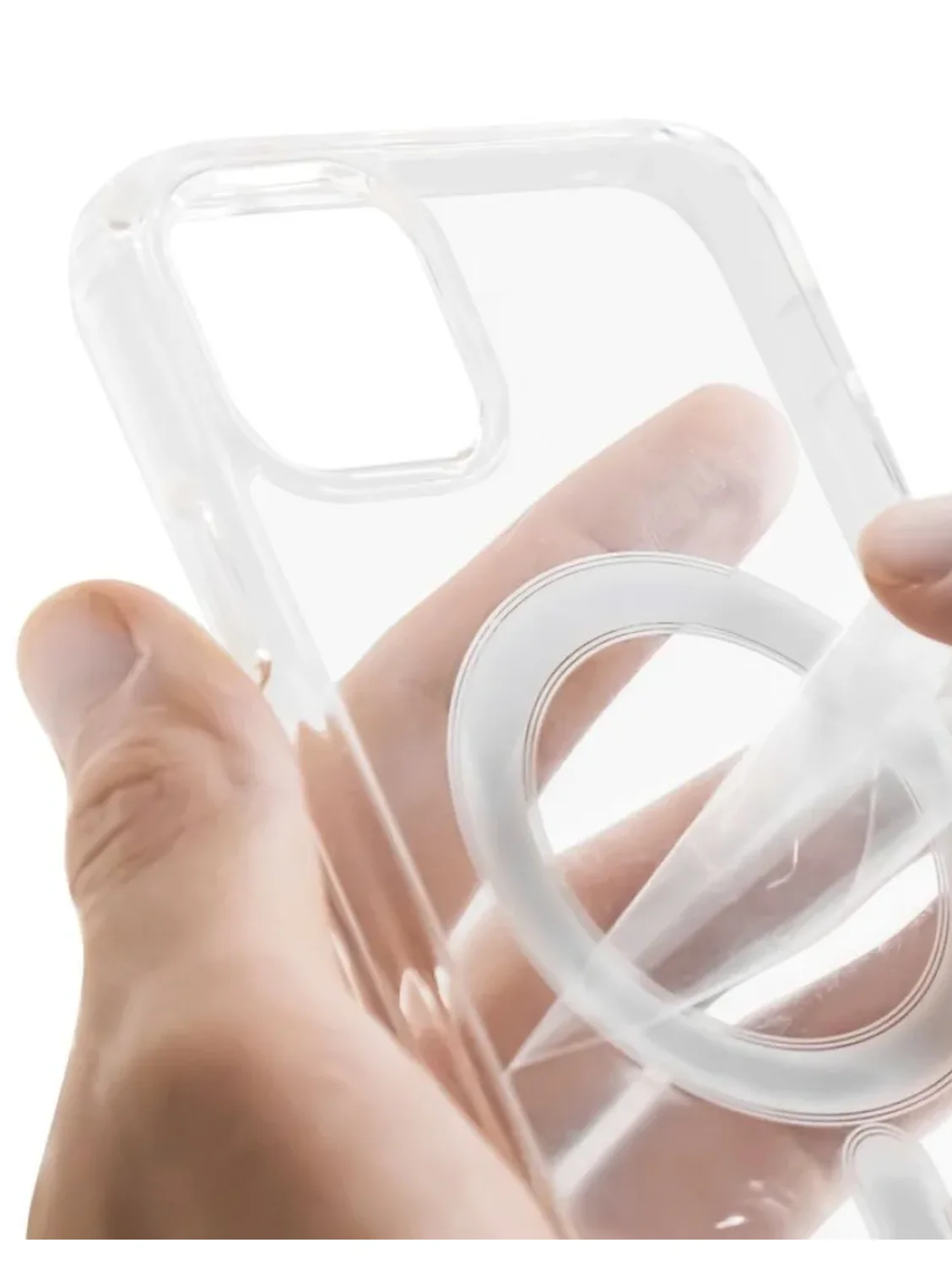 Прозрачный чехол iPhone 12, 13, 14 Magsafe силиконовый, прозрачный, для смартфона Apple