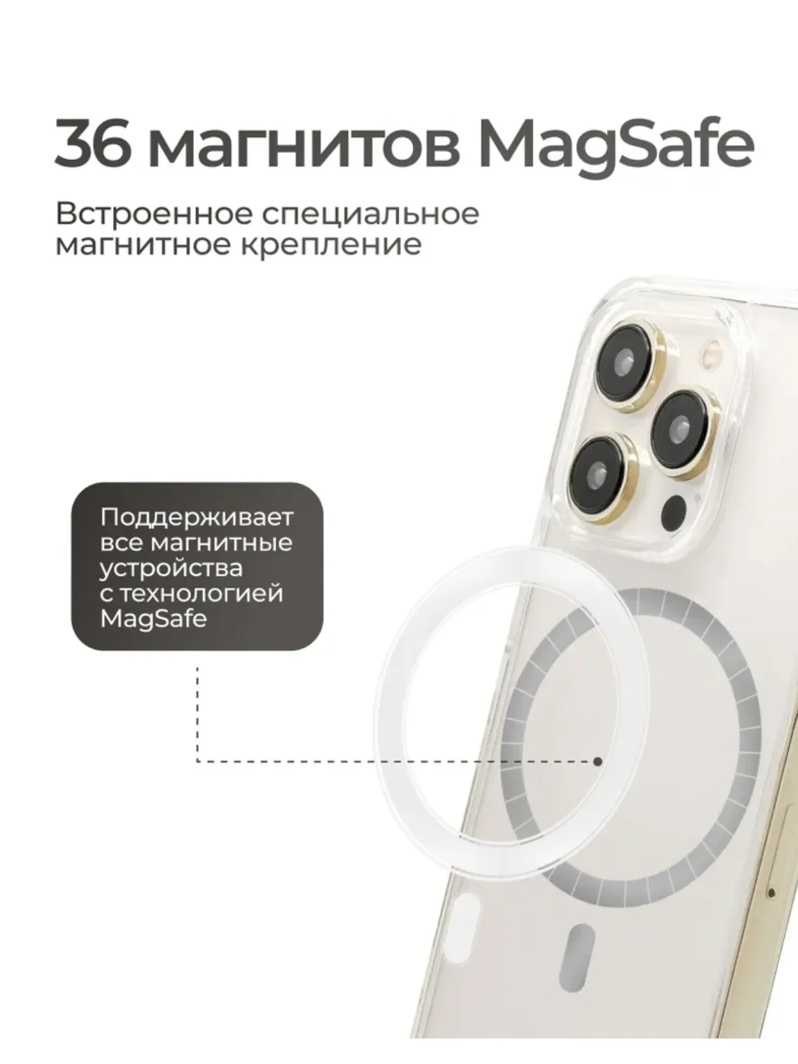 Прозрачный чехол iPhone 12, 13, 14 Magsafe силиконовый, прозрачный, для смартфона Apple