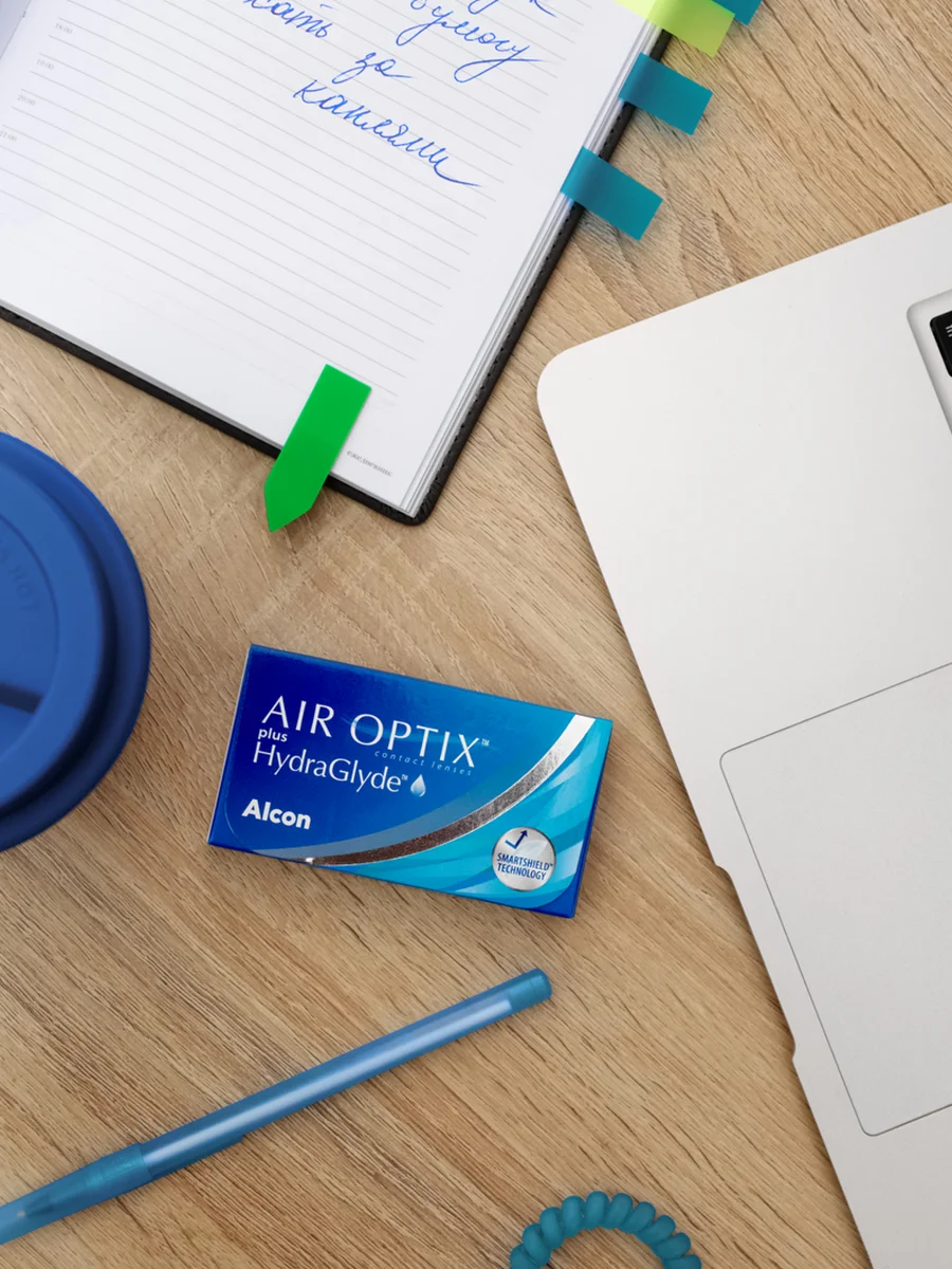 Контактные линзы Air Optix Plus HydraGlyde, 3pk (+3.00) - (-8.00) / BC 8.6