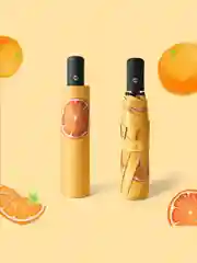 Желтый d.a. Зонт автомат, с принтом, 8 спиц