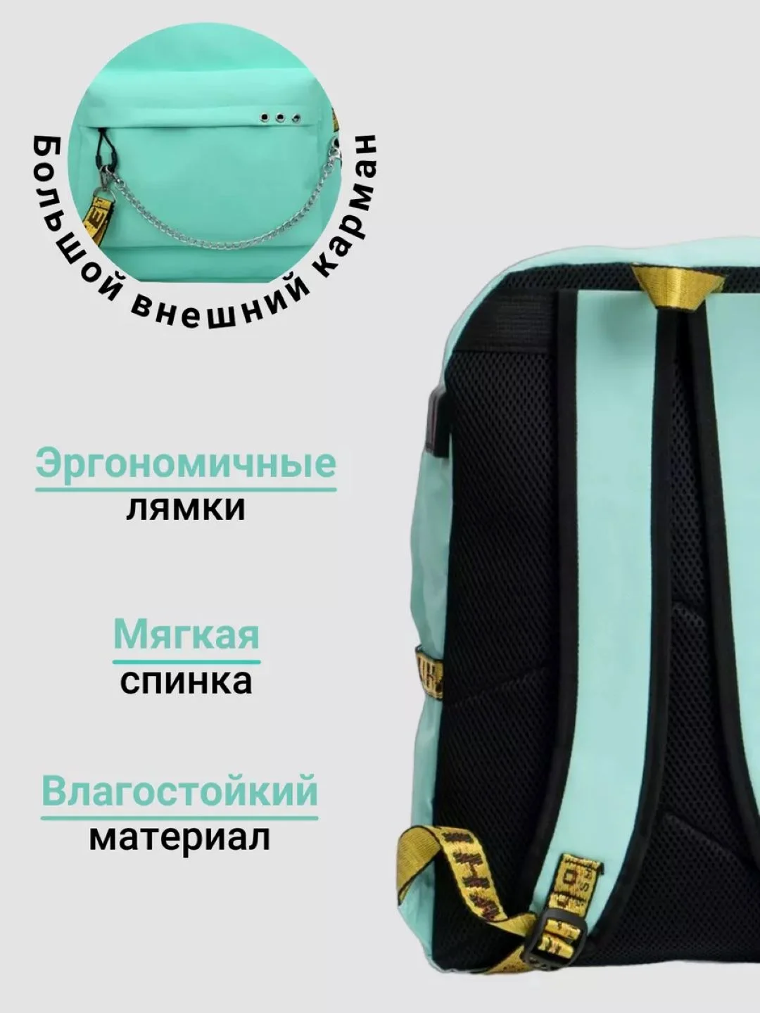 Бирюзовый городской рюкзак, портфель с USB зарядкой, женский, детский, школьный