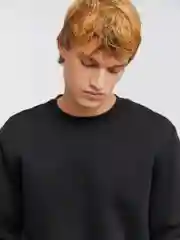 Черный мужской свитшот прямого кроя с начёсом